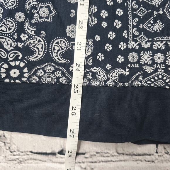 Lands End Serious Sweats Cotton Blend Blue Picnic Print Long Sleeve Sweatshirt - Picture 9 of 10